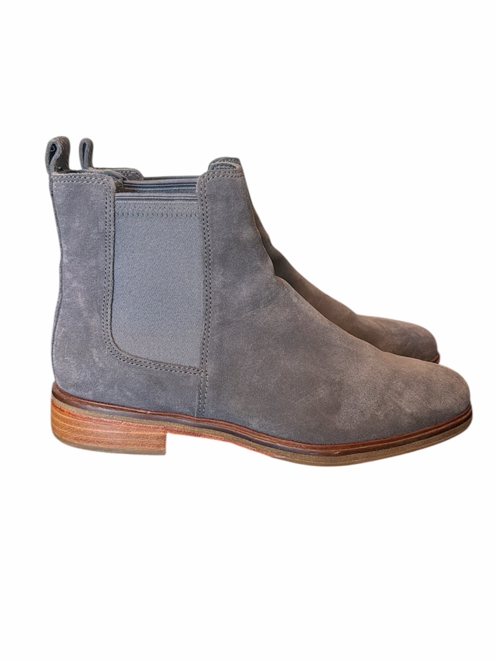 Clarks Clarkdale Arlo gray ankle boots suede sz‎ 10 classic boho western slip on